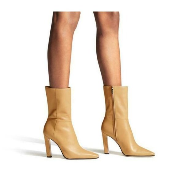Jimmy Choo Merle 100 Ankle Boots Heel Butter Rum Tan Brown Leather EU 37… - Picture 1 of 12